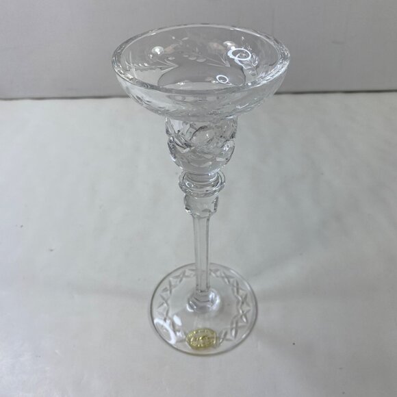 Rogaska Gallia Cut Lead Crystal Set 2 10" Etched Candle Stick Holders Vintage - Picture 2 of 13